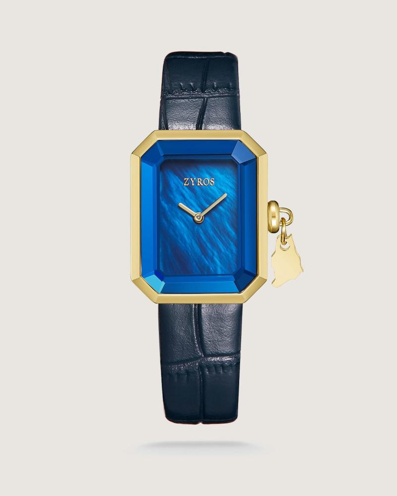 Women's blue leather watch