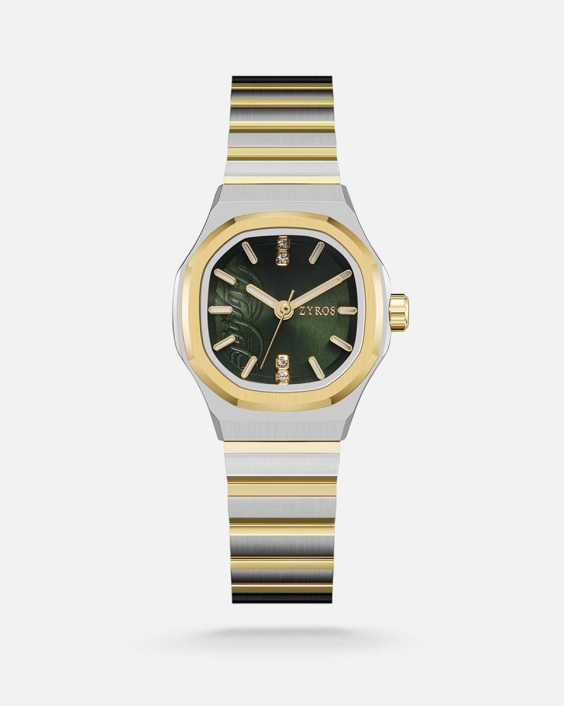 Women's watch with a steel strap in silver and gold