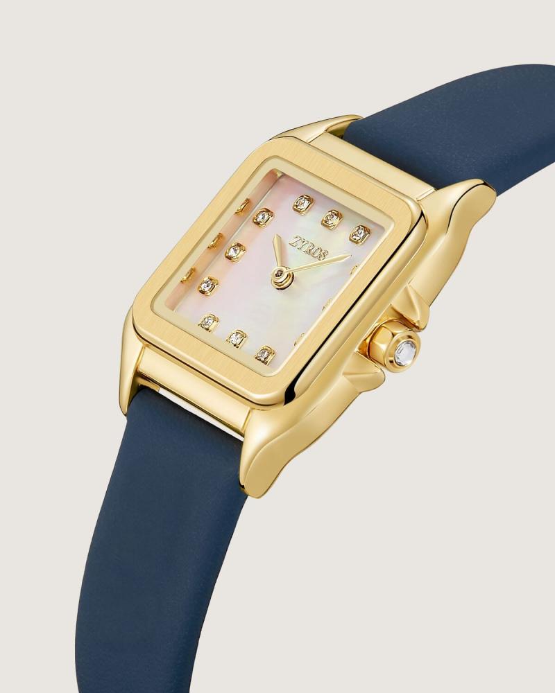 Women's leather watch in blue