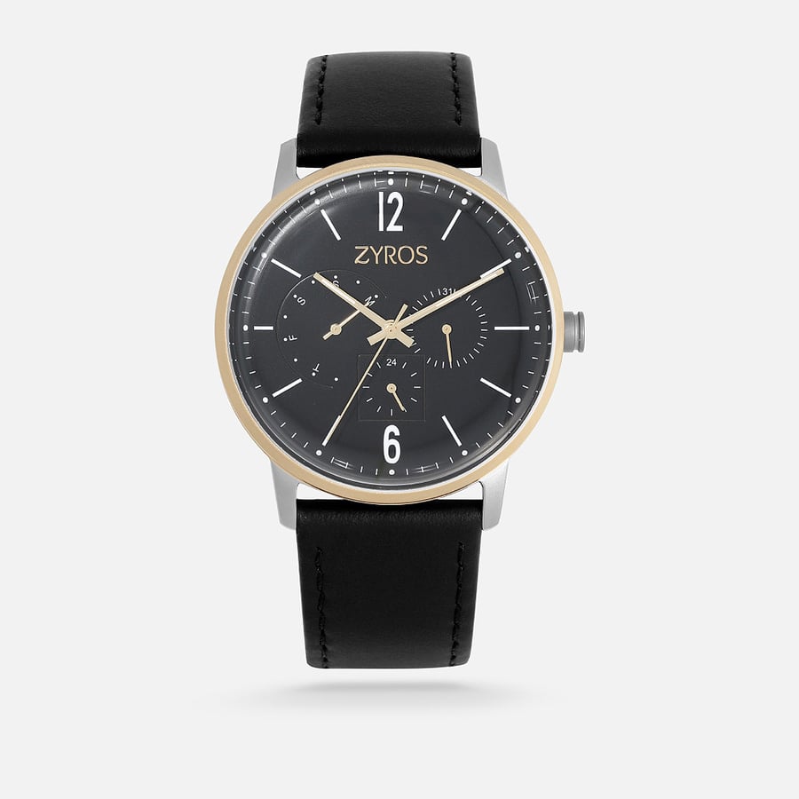 Men's leather watch in elegant black | ZAL138M060402