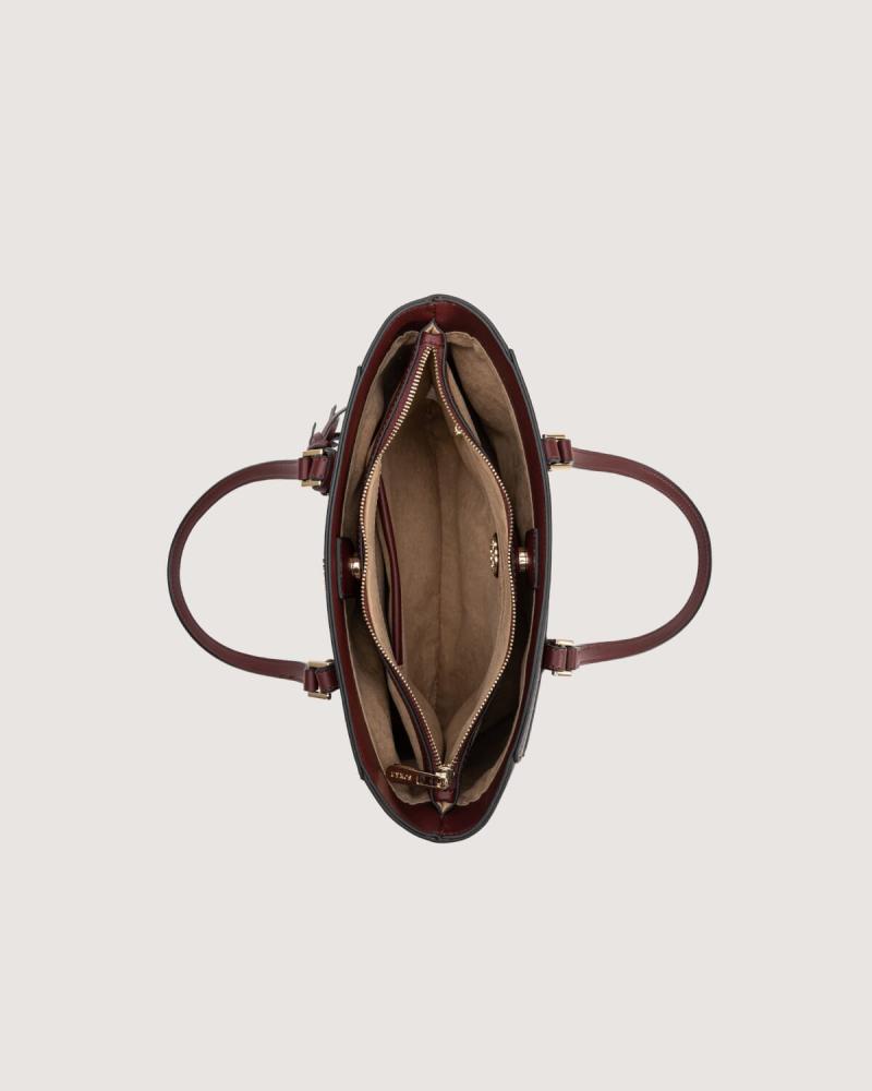 Large women's handbag in a burgundy color