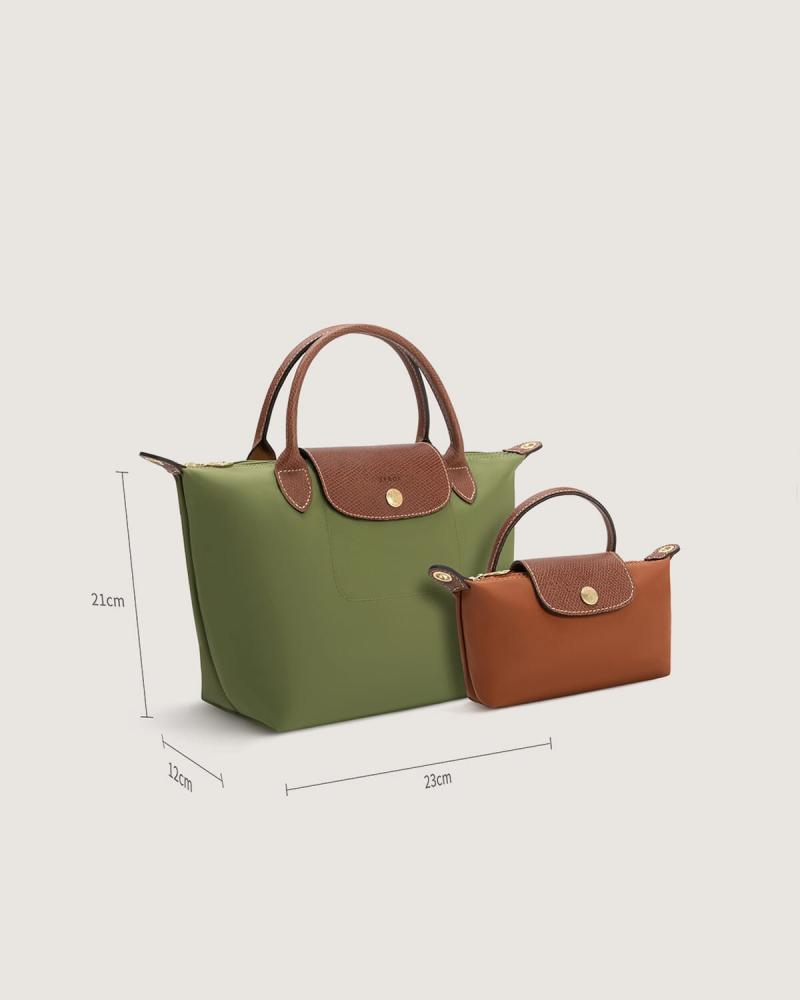 Two small-sized bags set in green and brown