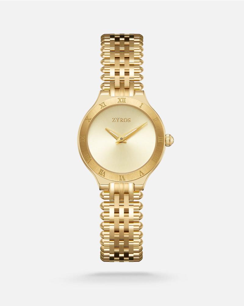 A women's watch that combines modernity with classic style in gold.