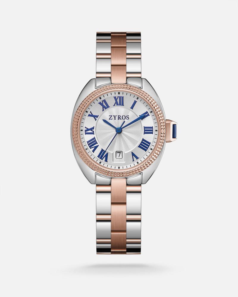 Women's steel watch in silver and rose gold