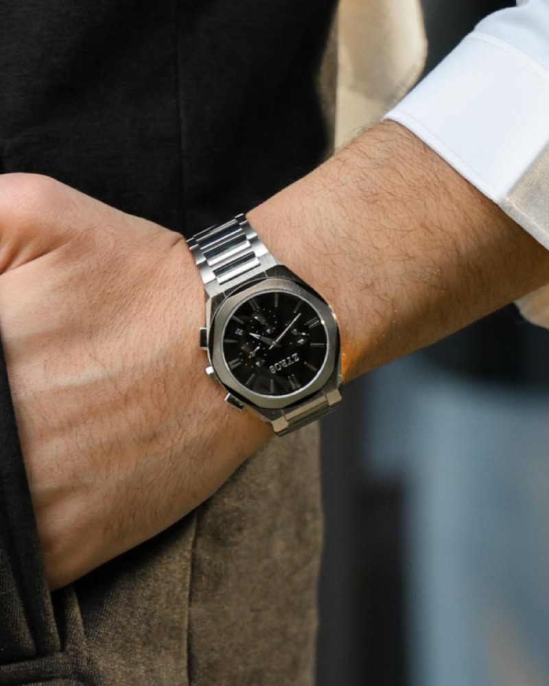 Silver steel men's watch