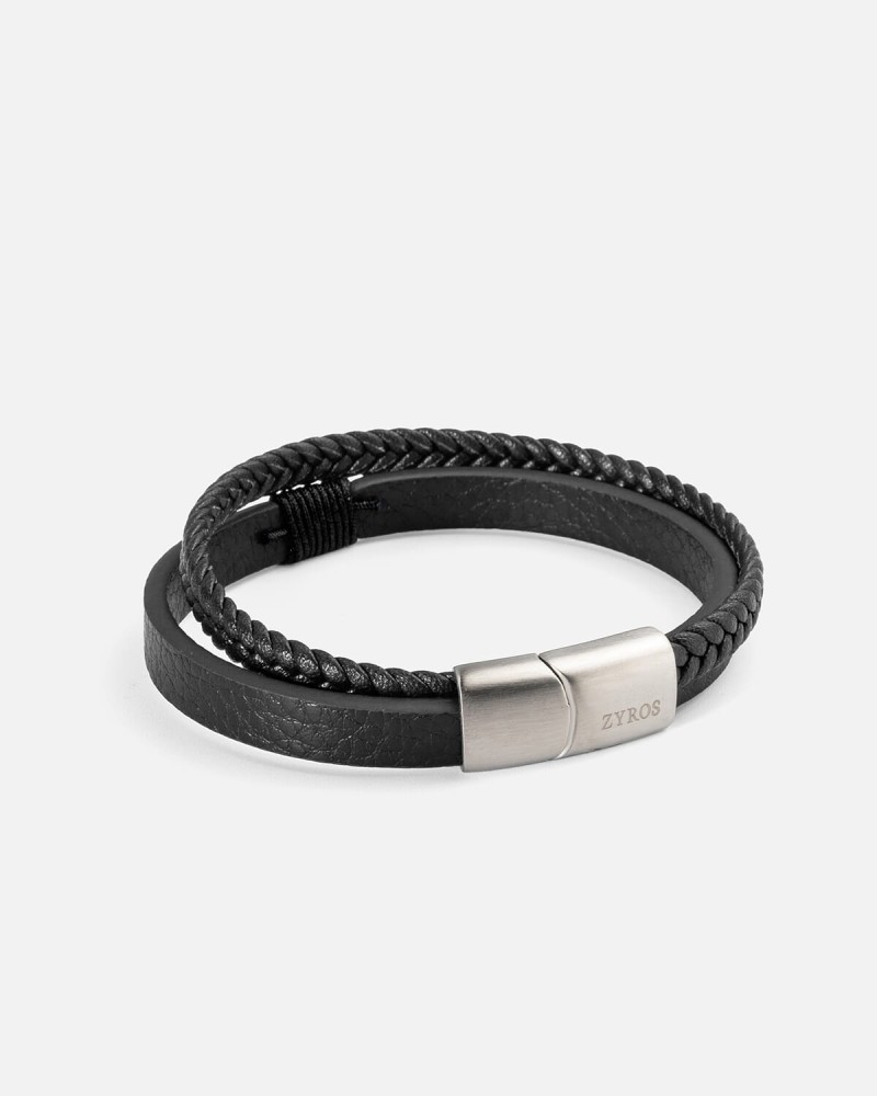 Men's bracelet with a double bracelet design in black