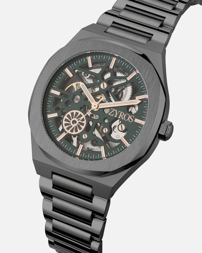 Men's watch with gray steel strap