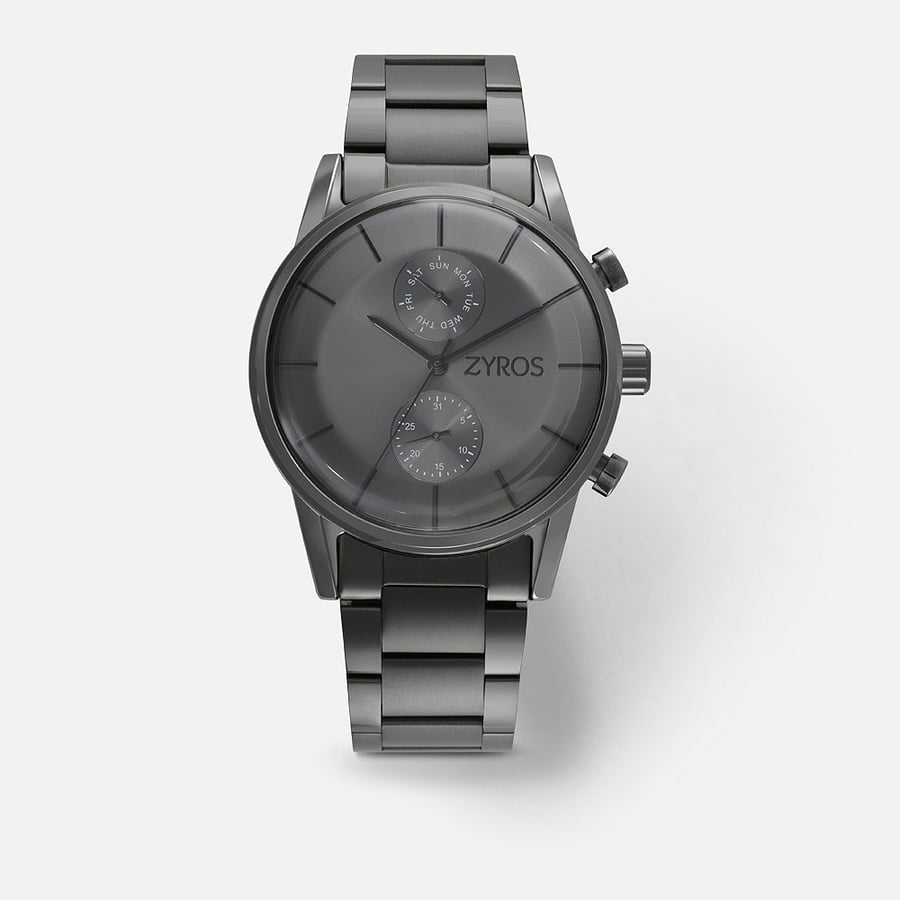 Men's watch from Zyros in black with a wide strap and a large case | ZAS026M