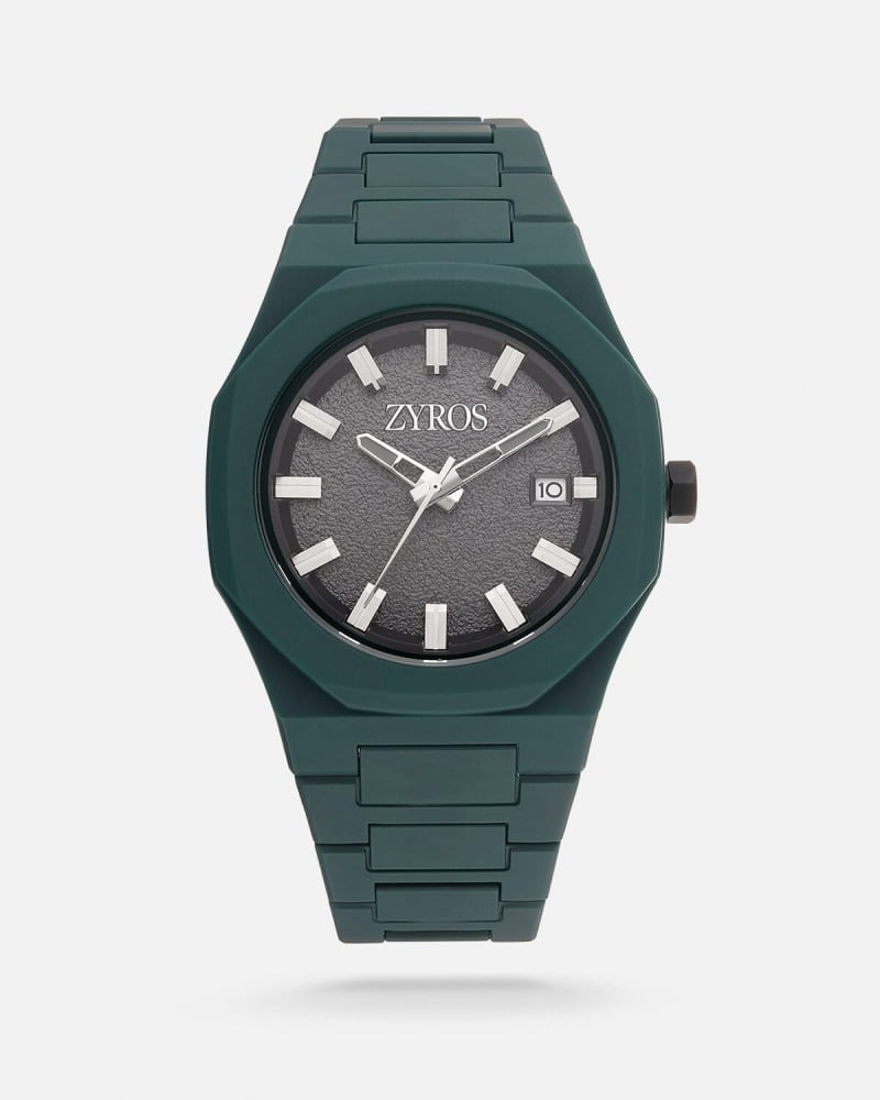 Men's watch with carbon strap, green