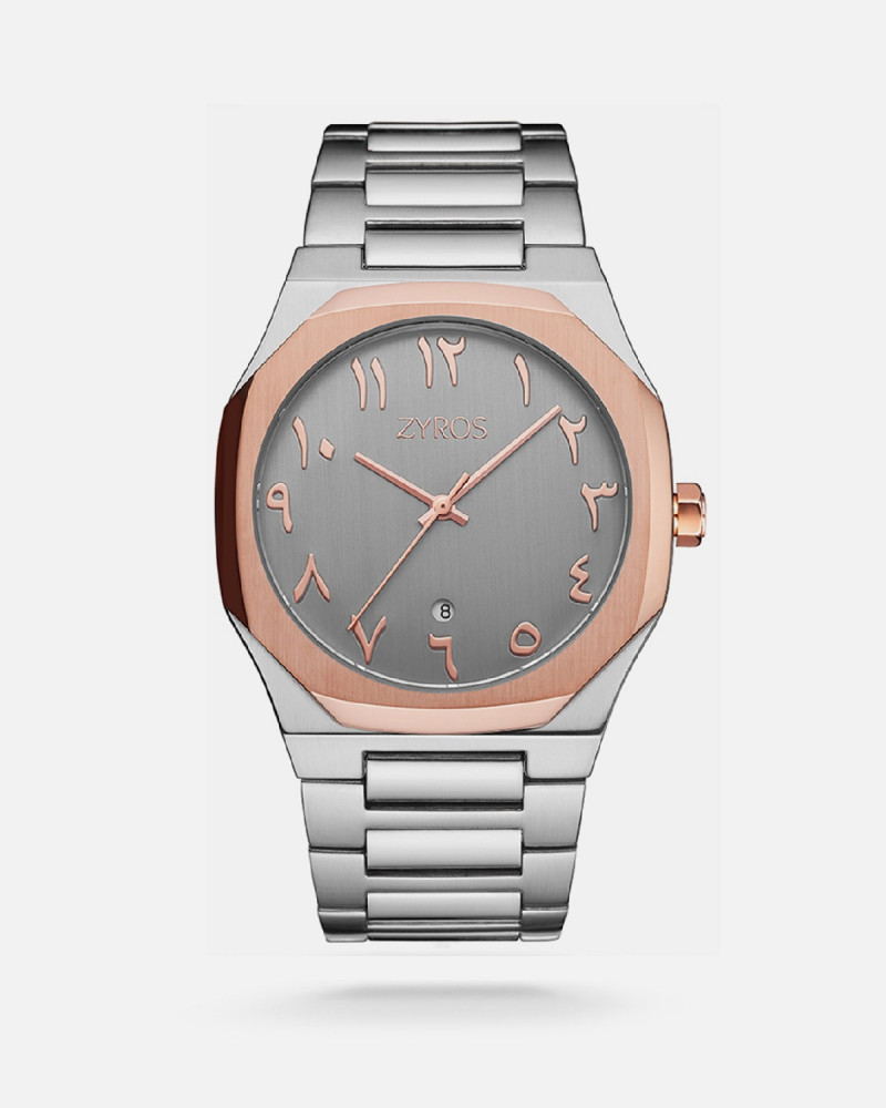 ZAS229M | Men's steel watch with a classic soft design, silver color, and a dial with a broad copper frame