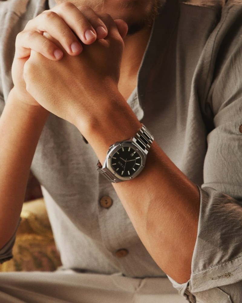 Silver steel men's watch
