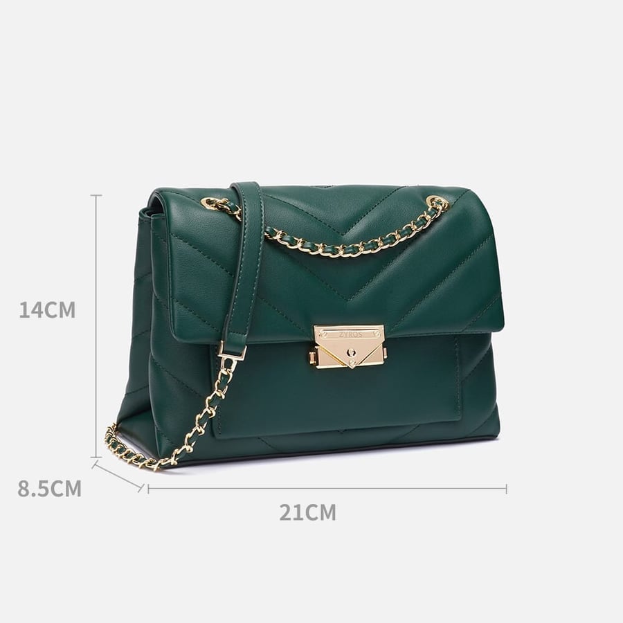 Women's bag with a practical design of soft leather with geometric details in green | ZLH534L