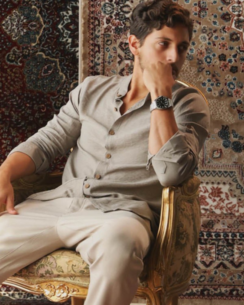 Silver steel men's watch