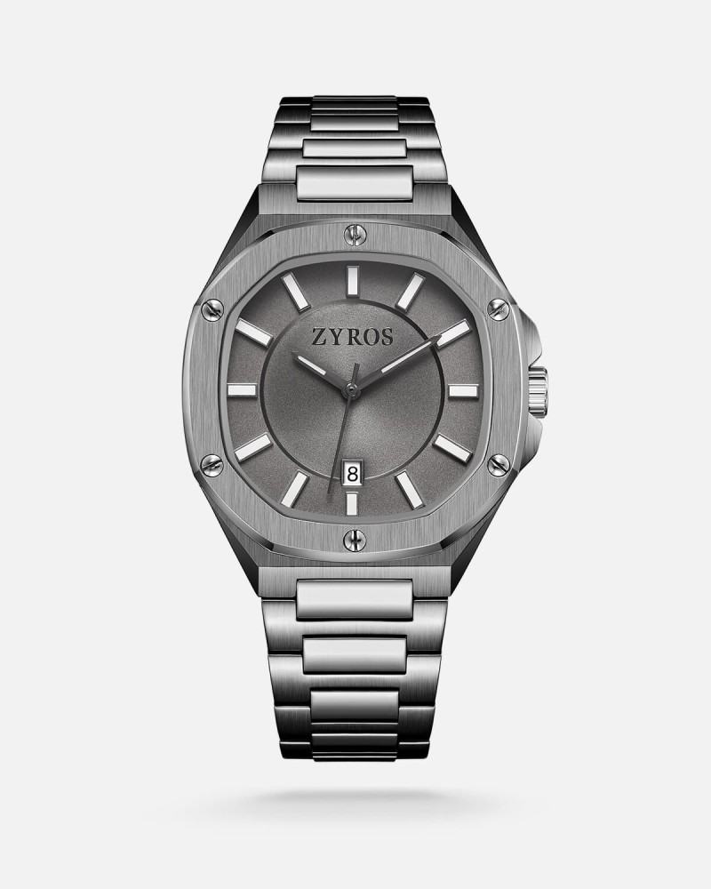 Gray steel men's watch