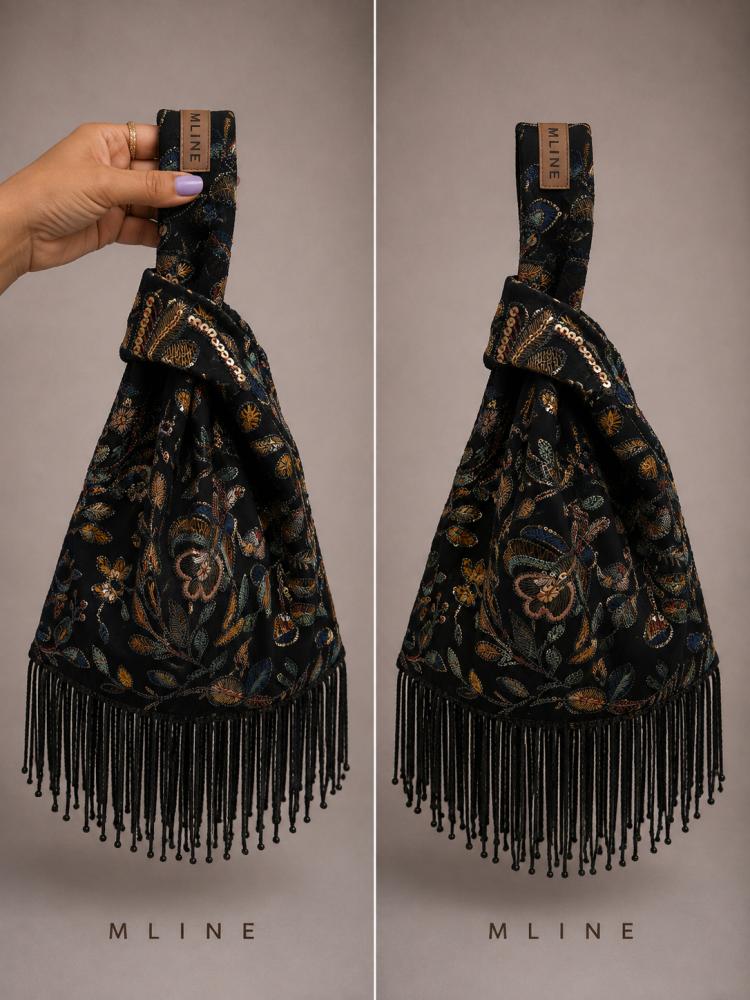 شنطة شك من الترتر والخرز Japannese Knot Bag