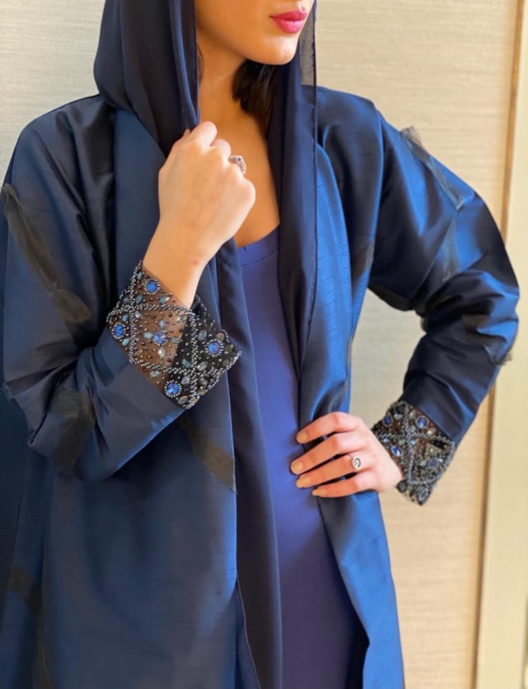 عباية فاخرة تفته كحلي بشك كحلي