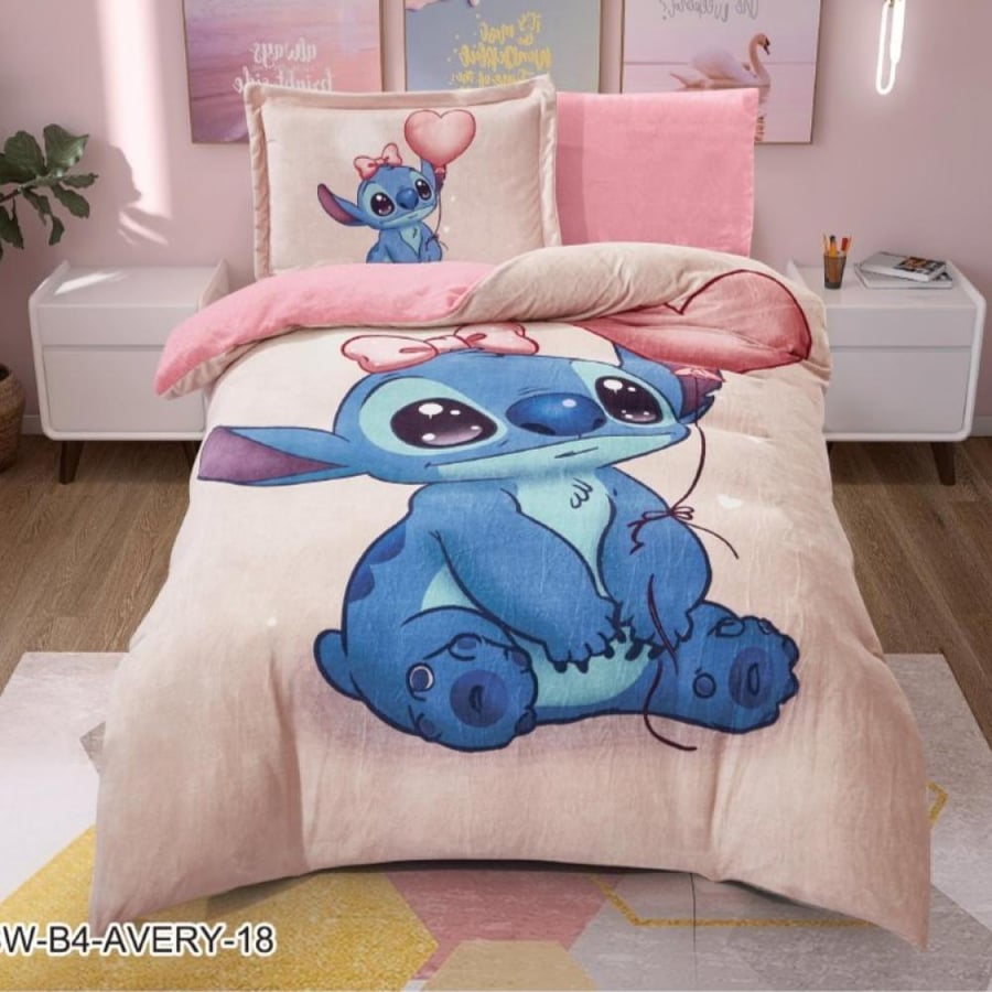 Single children's duvet velvet characters 4 pieces