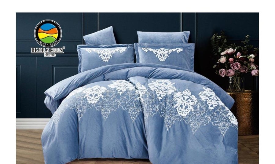 Velvet embroidered duvet set / inner face velvet - single - 4 pieces