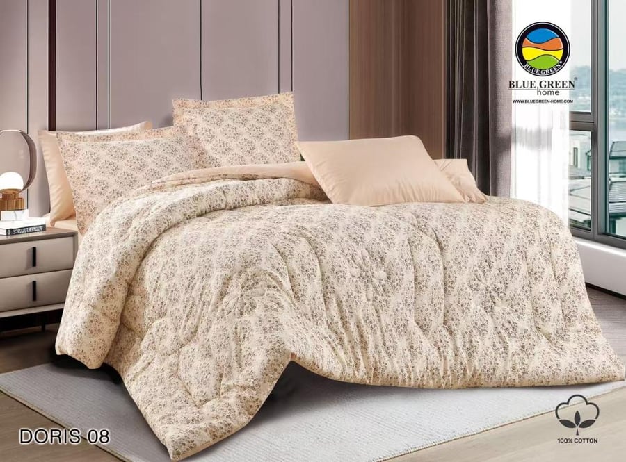 لحاف كينج قطن linen مشجر 6 قطع