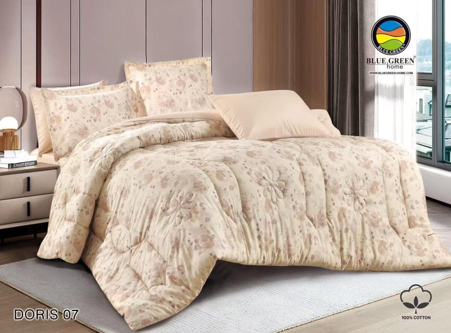 لحاف كينج قطن linen مشجر 6 قطع