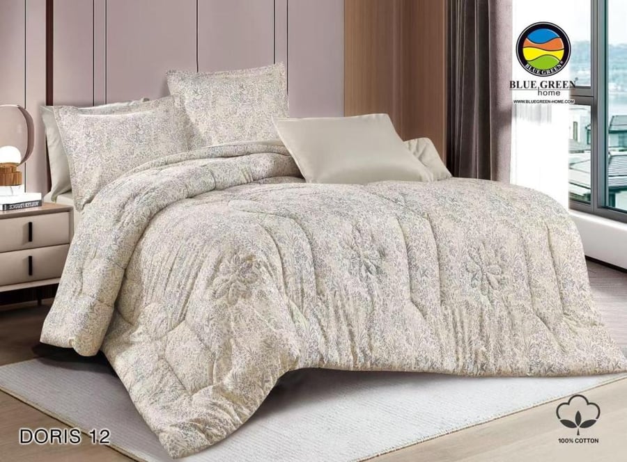 لحاف كينج قطن linen مشجر 6 قطع