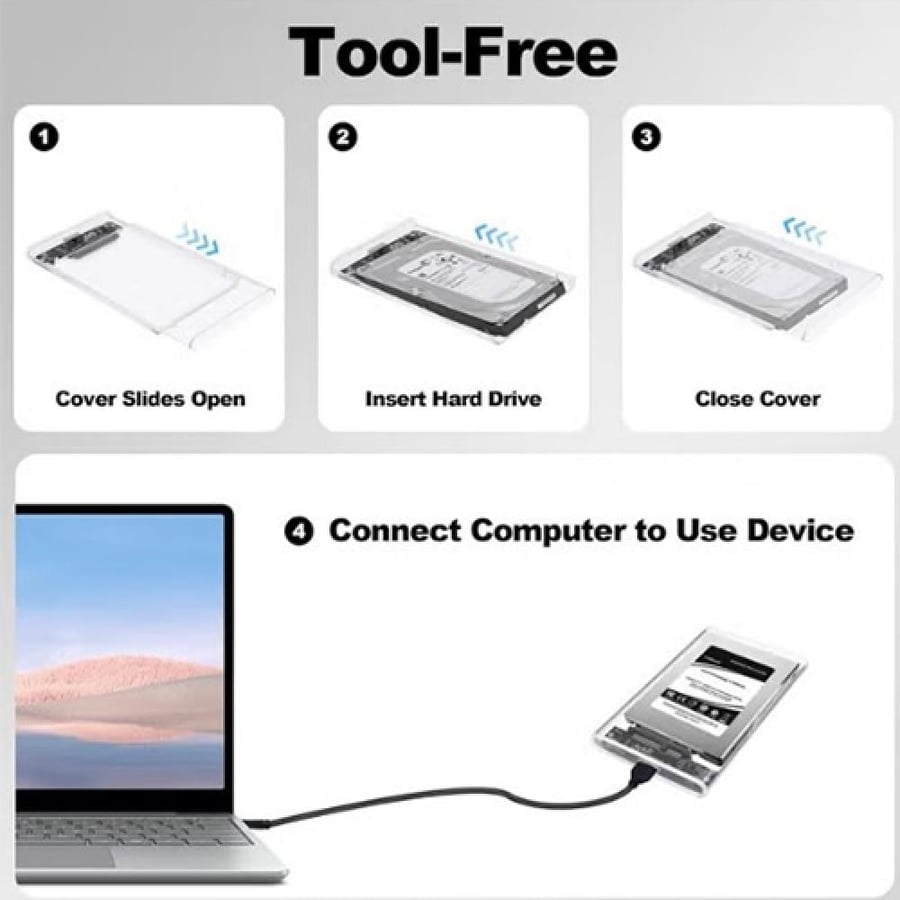 حافظة هاردسك خارجية 2.5 بوصة SATA III إلى USB 3.1 Type-C بسرعة 6Gbps