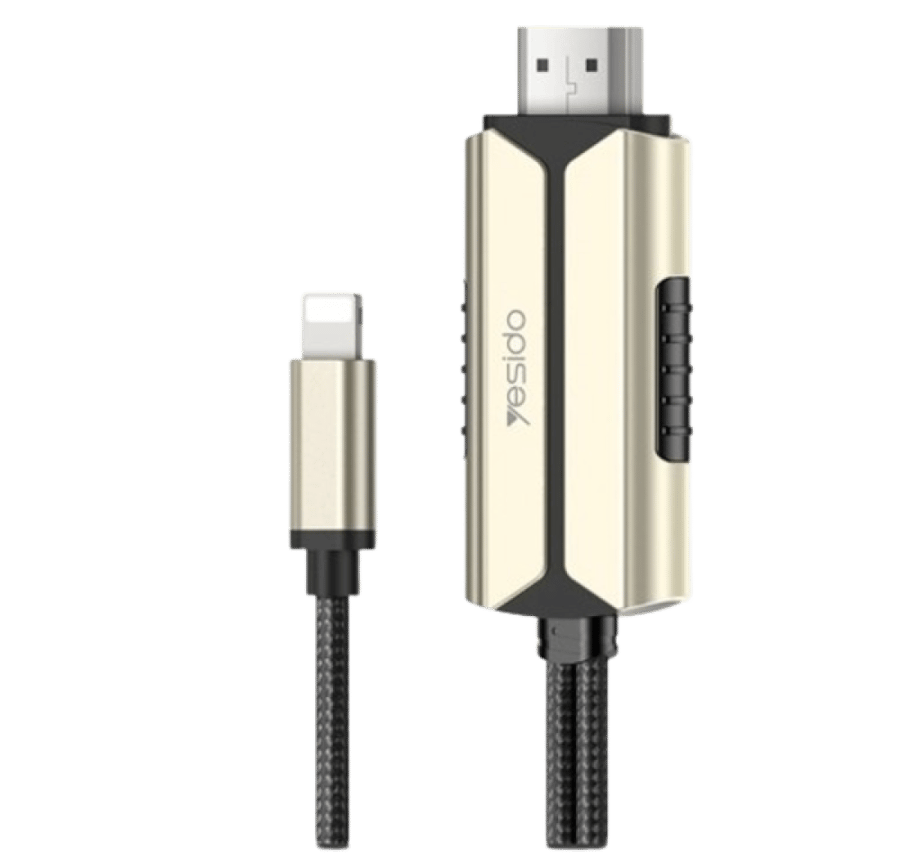 iPhone adapter cable Yesido HM13 2m 8 Pin to HDMI 1080P HDTV (Black + Gold)