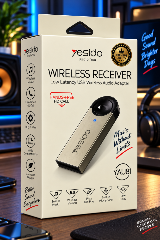 وصلة تحول صوت يو اس بي لنقل الصوت yesido wireless receiver yau81