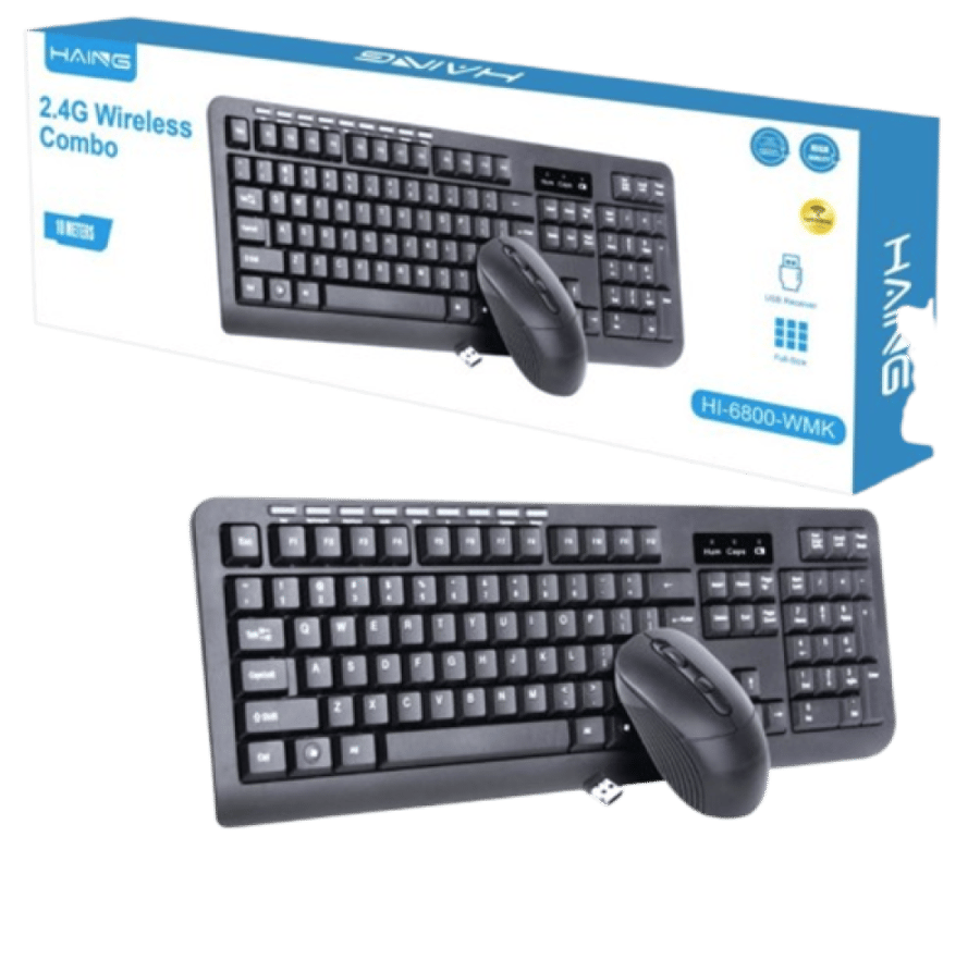 كيبورد و ماوس باللون الاسود hi-6800-wmk