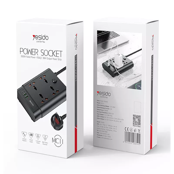 YESIDO MC11 2 Meter Long multi port home electrical connector