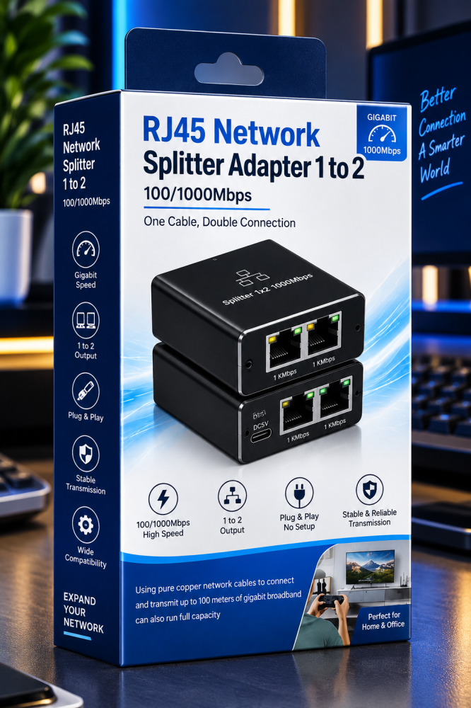 محول ايثرنت ethernet splitter  adapter 1 to 2