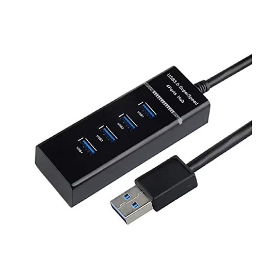 موزع يو اس بي بأربع منافذ متباعدة / 4-Port USB 3.0 Super Speed Hub Black