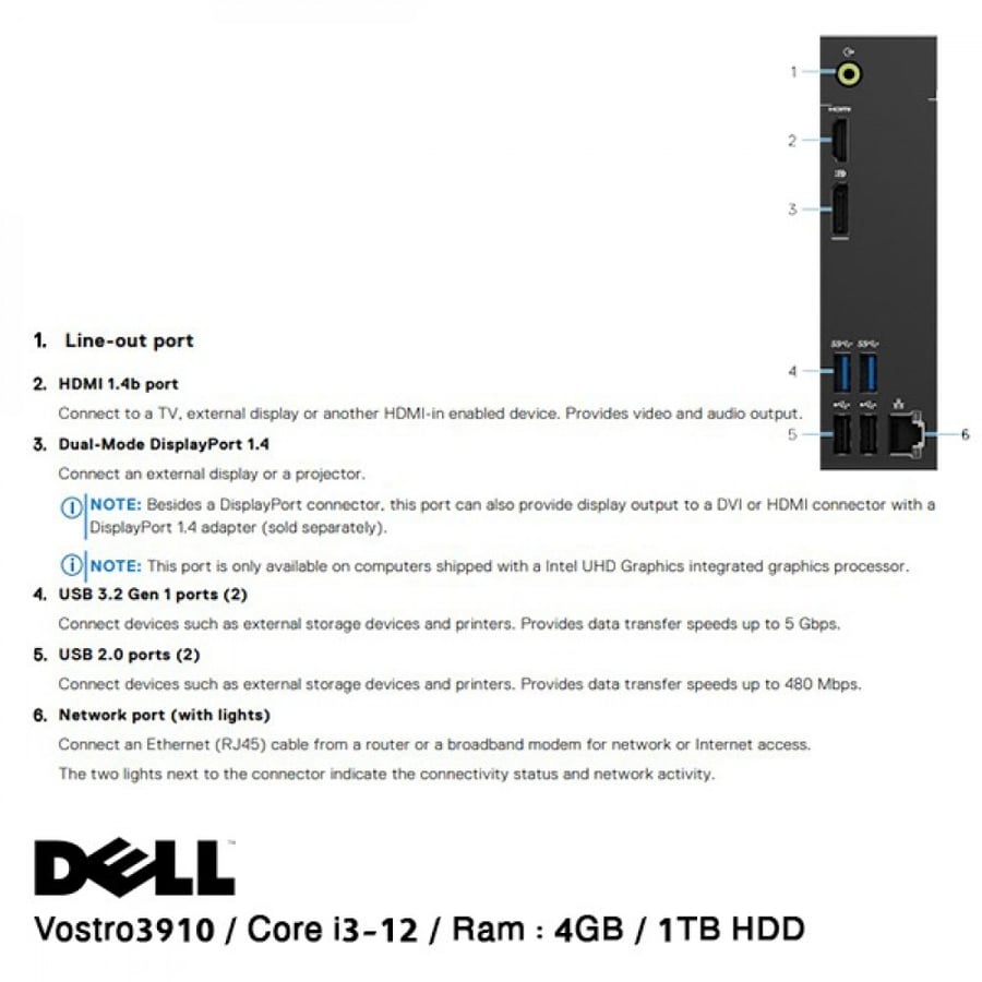 كمبيوتر مكتبي PC DELL VOSTOR 3910 Corei3 HDD 1TB RAM 4GB CONPUTER