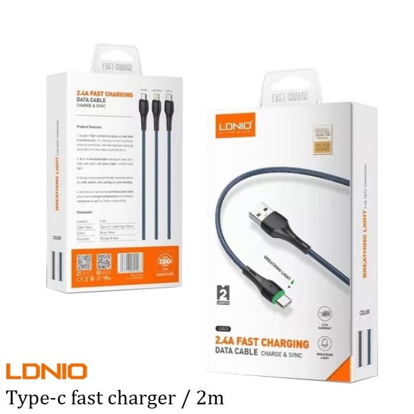 type-c to usb cable charger 2m ldino شاحن تايب سي للجوال سريع بطول 2 م