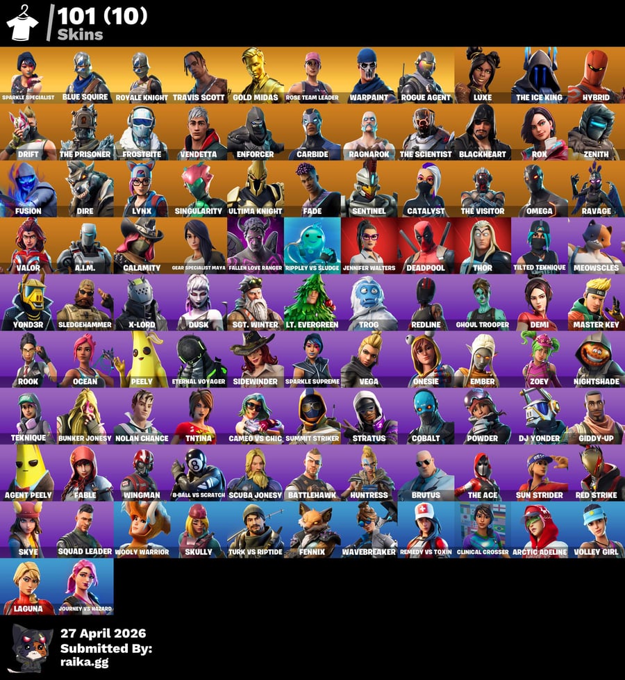 حساب فورت 101 سكن و ترافيس سكوت و بنت الديسكو و طور الزومبي