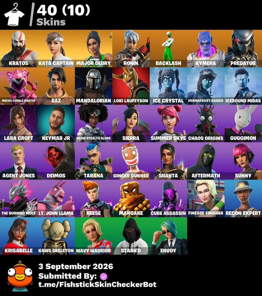 حساب فورت 40 سكن و حزمة كريتوس كاملة