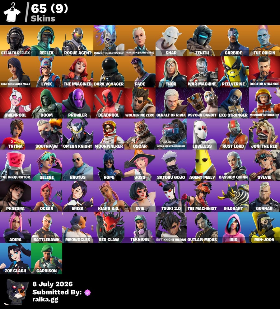 حساب فورت 65 سكن  و سكن نفيديا الأحمر و الأخضر