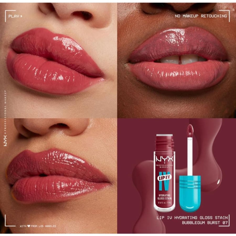 نيكس NYX -ملمع ومرطب للشفاه، يدوم حتى 12 ساعة، صبغة عالية لمسة نهائية لامعة Bubblegum Burst