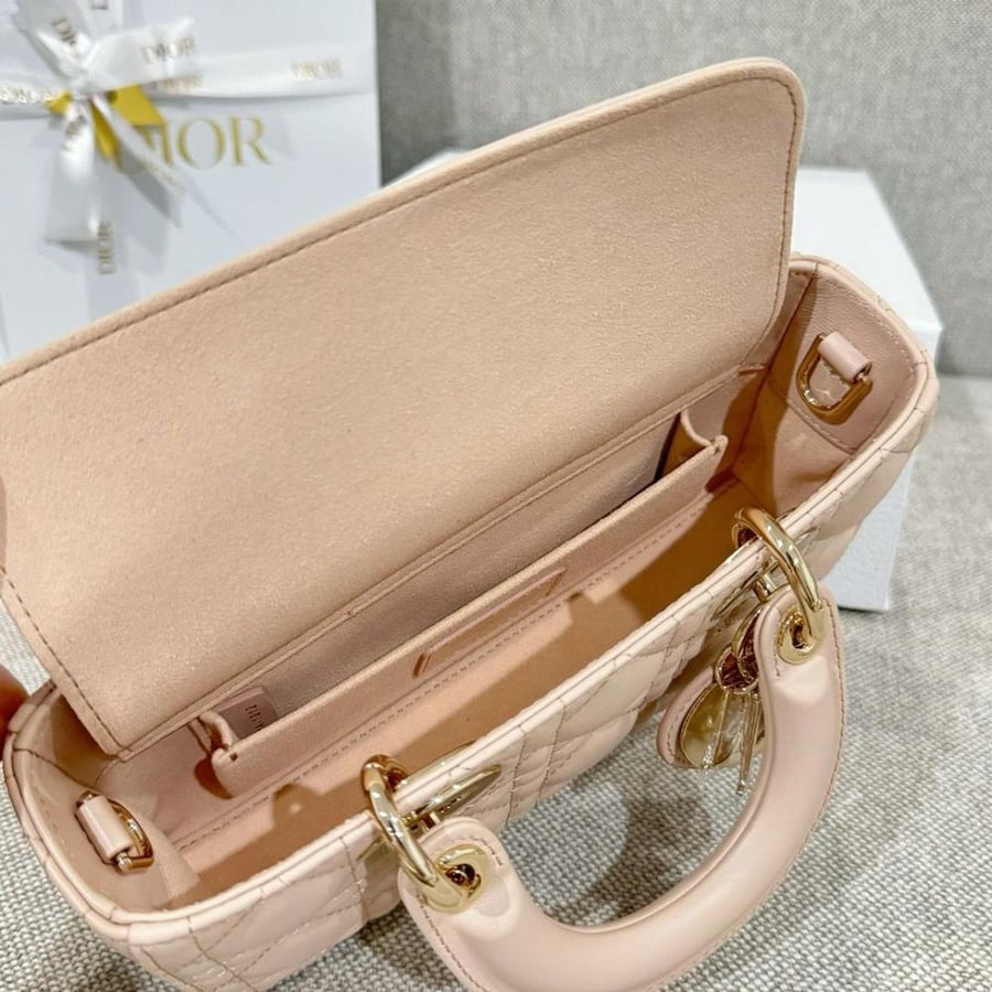SMALL LADY D-JOY BAG – Cannage Lambskin