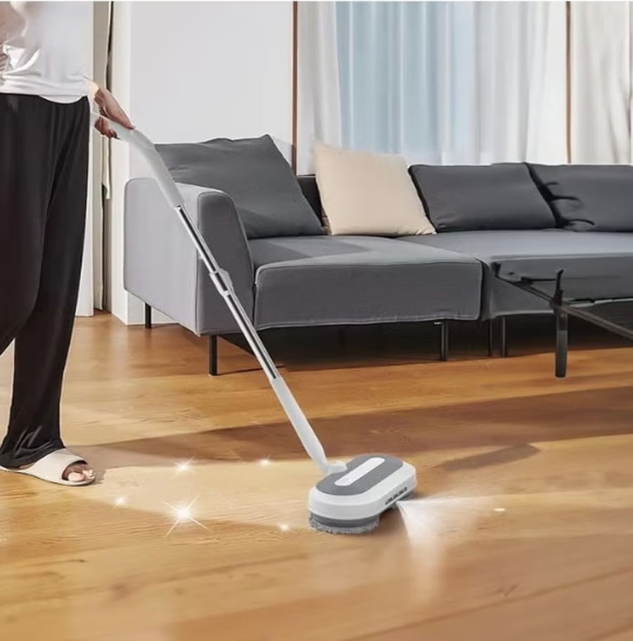 ممسحة أرضية كهربائية لاسلكية مزودة برذاذ ماء ومصابيح LED أمامية. مدة تشغيل تصل إلى 40 دقيقة. قدرة 30 واط. بطارية 2000 مللي أمبير. خزان ماء سعة 290 مل. منظف أرضيات ذاتي الدفع بفوهة قابلة للتعديل.