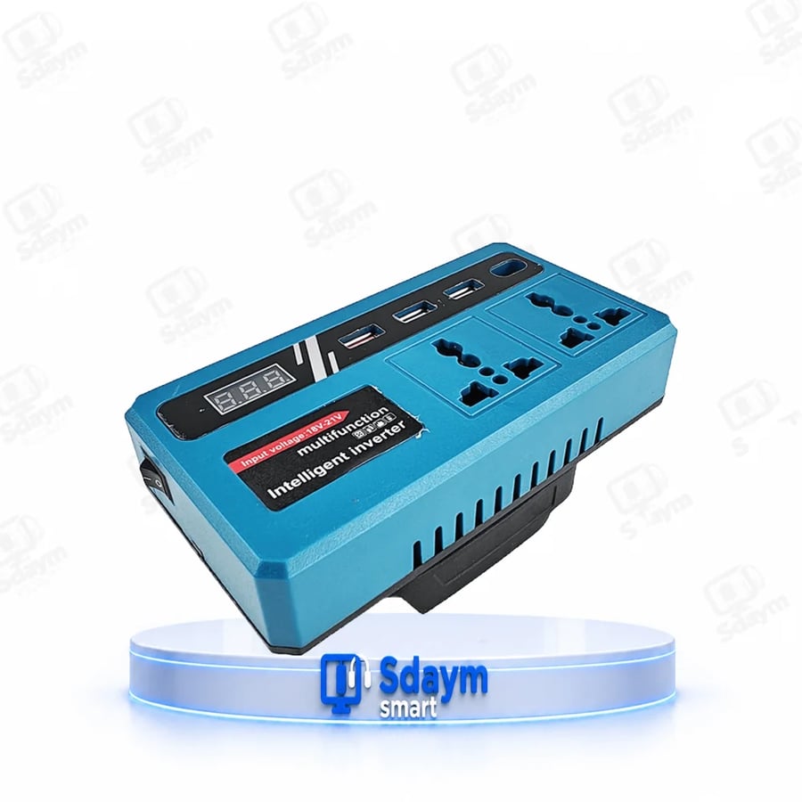 محول طاقة عالي الكفاءة من تيار مستمر 18-21 فولت إلى تيار متردد 220 فولت، مزود بمنفذ شحن USB من النوع C للأجهزة المحمولة، مناسب للسفر.