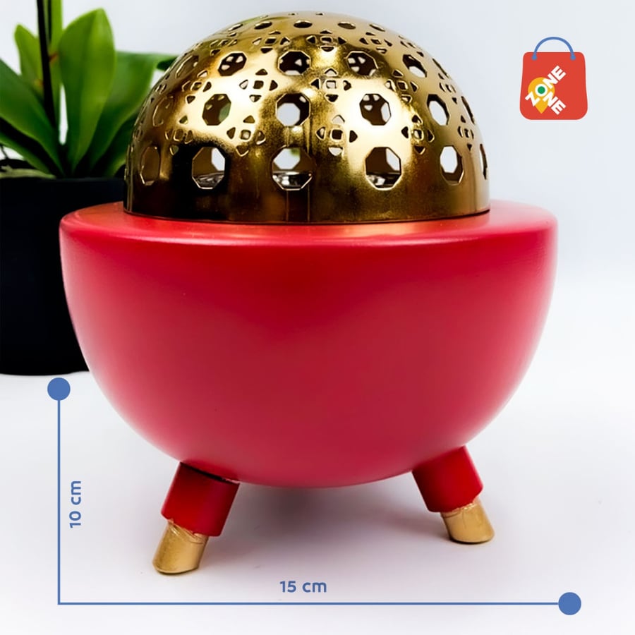 مبخرة سيراميك لون أحمر ارتفاع 10 سم