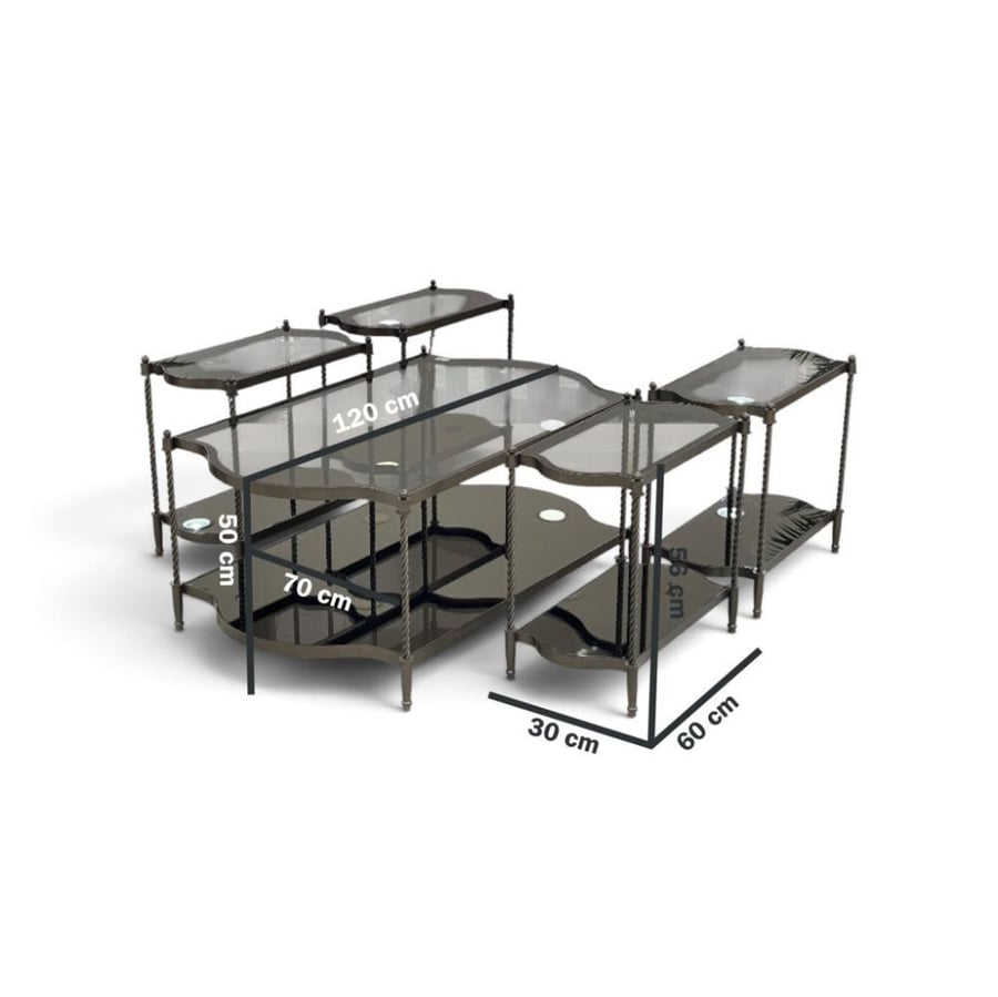 طقم طاولات زجاج فخم تصميم حبل