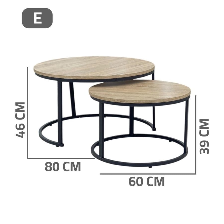 طاولتين متداخلة دائرية خشب