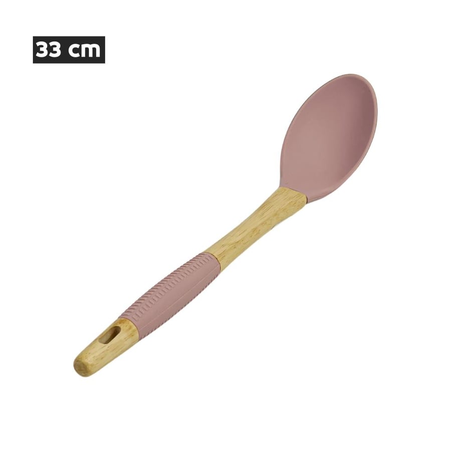 ملاعق سيليكون يد خشب وردي