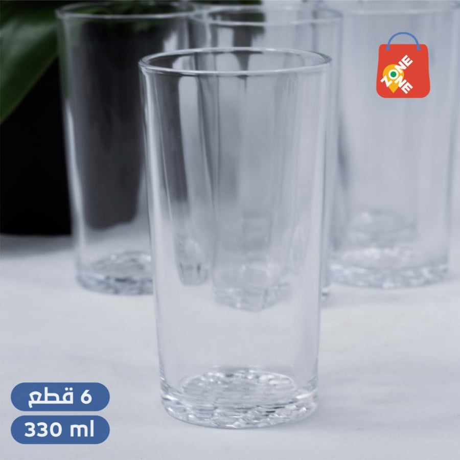 طقم كاسات (6 قطع) زجاج شفاف