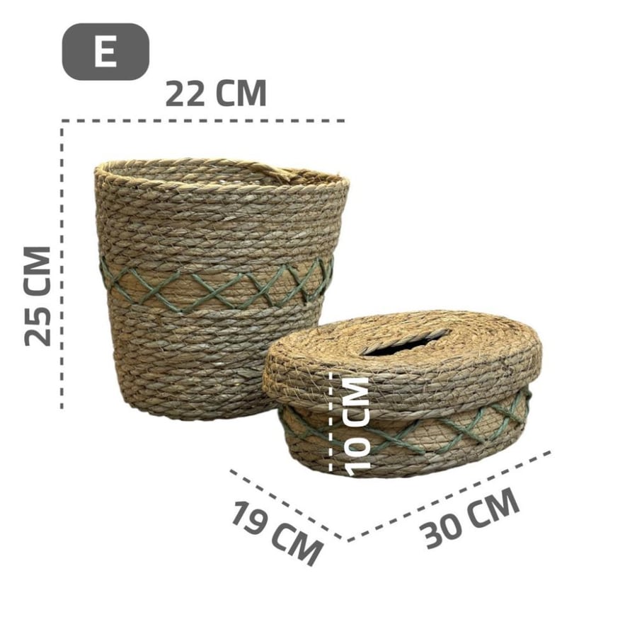 سلة مع علبة مناديل خوص
