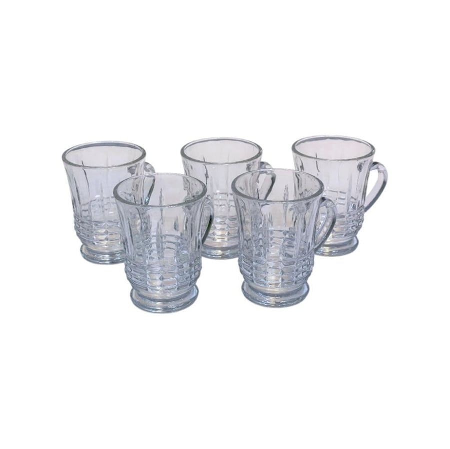 Glass tea cup set with base, 5 pieces