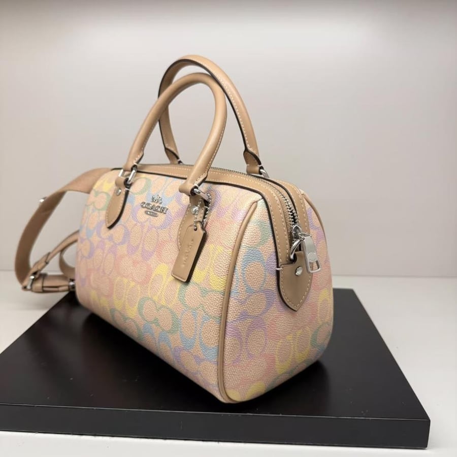 Rowan Satchel Bag In Rainbow Signature Canvas