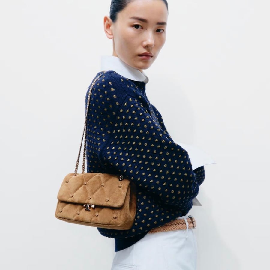 SMALL BUNNY KNOT SUEDE SHOULDER BAG